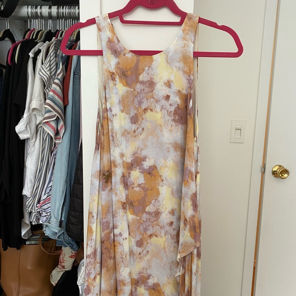 multi-colored sunset tone marble dress